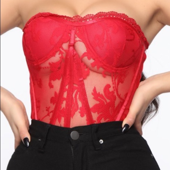 Red Rose Lace Bustier - Picture 1 of 2